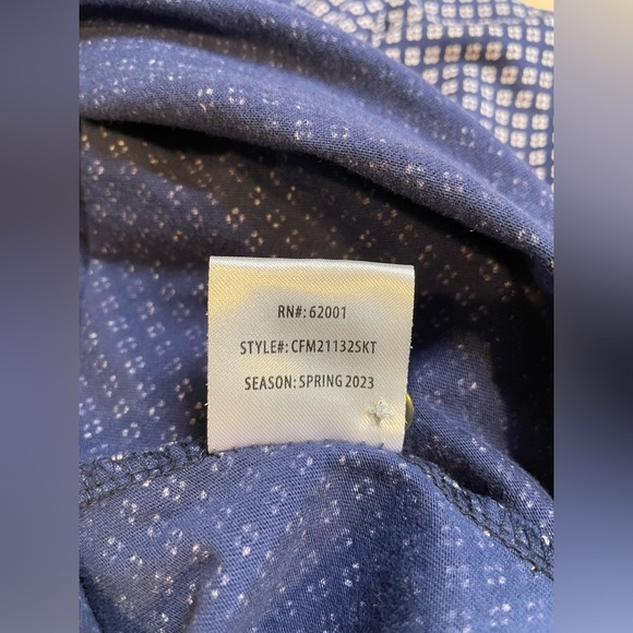 California Shirt Co Short Sleeve Button Down Shirt Blouse Blue White Size Large - Picture 9 of 11